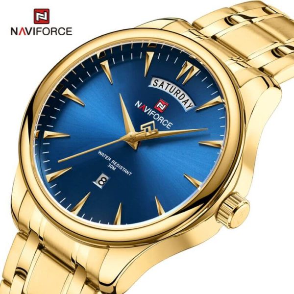 NaviForce NF9213 Men's Casual Day Date Display Stainless Steel Luminous Quartz Watch - Blue/Golden