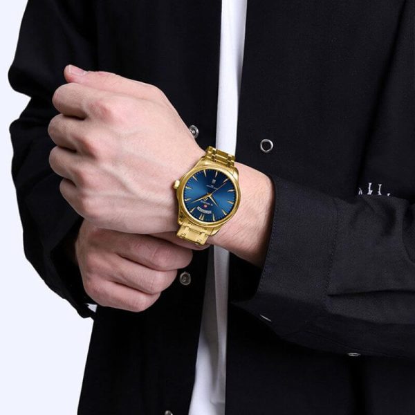 NaviForce NF9213 Men's Casual Day Date Display Stainless Steel Luminous Quartz Watch - Blue/Golden - Image 2