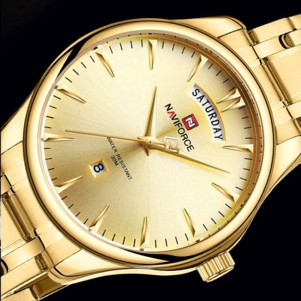 NaviForce NF9213 Men's Casual Day Date Display Stainless Steel Luminous Quartz Watch - Golden - Image 2