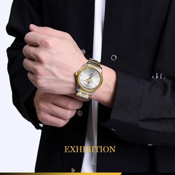 NaviForce NF9213 Men's Casual Day Date Display Stainless Steel Luminous Quartz Watch - Silver/Golden - Image 2