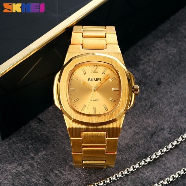 SKMEI 1794 Elegant Classic Stainless Steel Quartz Watch For Men -Golden - Image 2