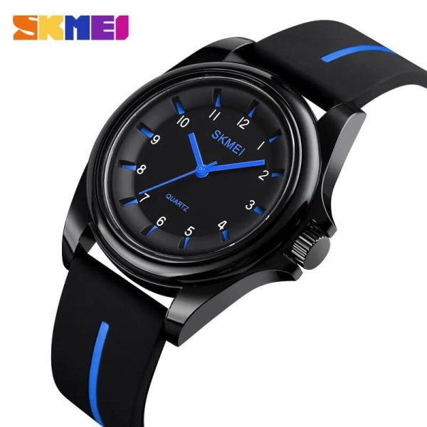 SKMEI 1578 Simple Numeric Round Dial Analog Silicone Strap Unisex Watch - Black/Blue