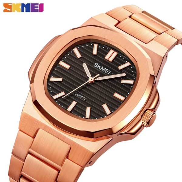 SKMEI 1794 Elegant Classic Stainless Steel Quartz Watch For Men - Black/RoseGold