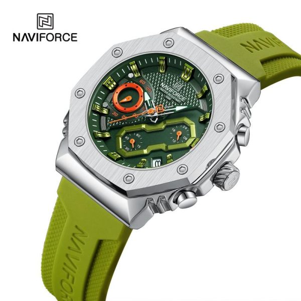 NaviForce NF8035 Women's Fashion Chronograph Date Display Silicone Strap Watch - Green