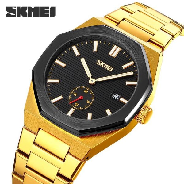 SKMEI 9262 Men's Classic Stainless Steel Luminous Date Display Quartz  Watch - Black/Golden