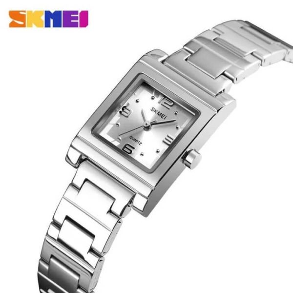 SKMEI 1388 Casual Fashion Analog Display Square Dial Stainless Steel Watch For Women - Silver