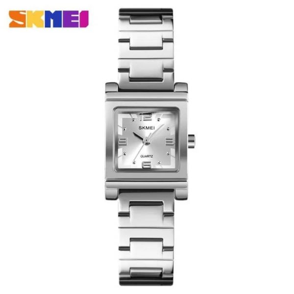 SKMEI 1388 Casual Fashion Analog Display Square Dial Stainless Steel Watch For Women - Silver - Image 2