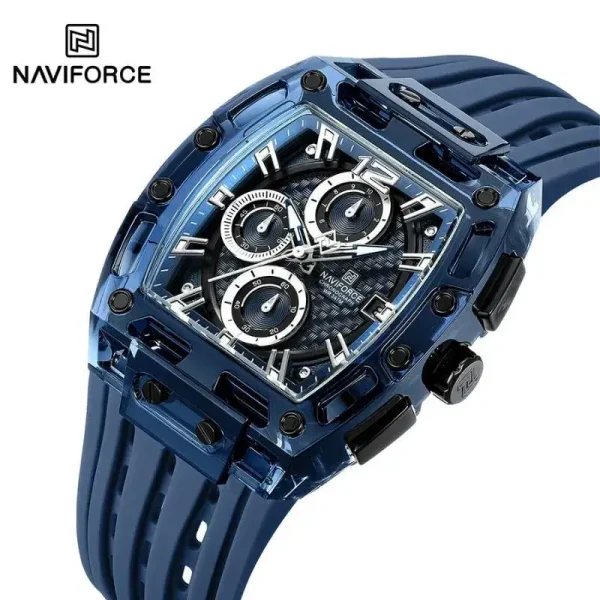 NaviForce NF7105 Tonneau Transparent Chronograph Quartz Watch for Men - Blue