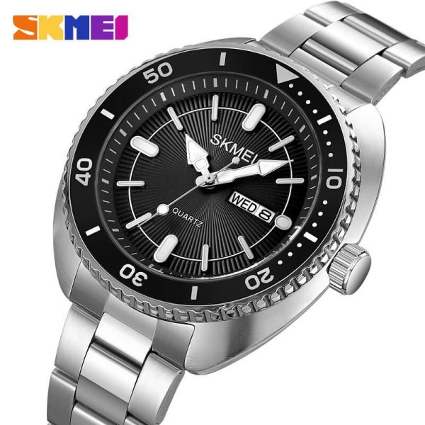 SKMEI 2256 Classic Luxury Date Day Function Japanese Quartz Stainless Steel Watch For Men - Black/Silver