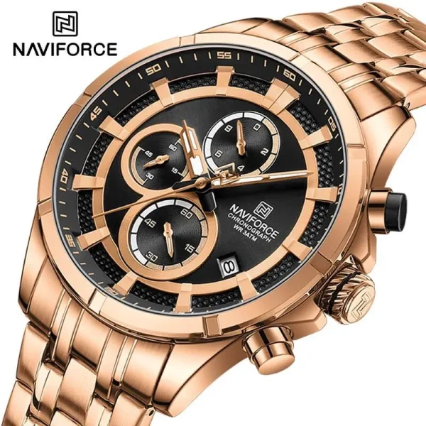 NaviForce NF8046 Business Chronograph Lumnious Date Display Stainless Steel Watch For Men - Rosegold