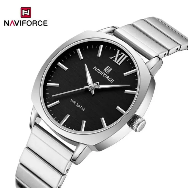 NaviForce NF5044 Elegant Simple Minimalist Dial Stainlees Steel Watch for Women - Black/Silver