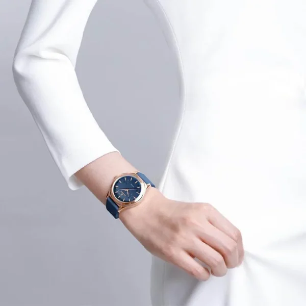 NaviForce NF5051 Women's Elegant Floral Pattern Minimalist Dial Silicon Strap Watch - Blue - Image 2