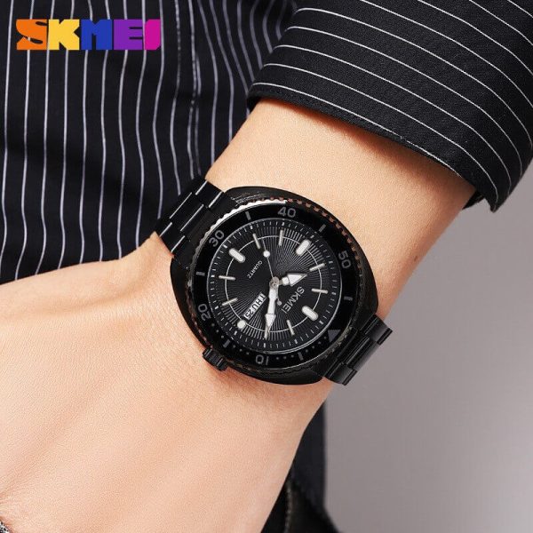 SKMEI 2256 Classic Luxury Date Day Function Japanese Quartz Stainless Steel Watch For Men - Black - Image 2