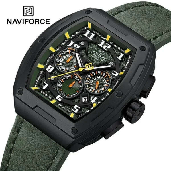 NaviForce NF8053 Men's Stylish Multifunction Barrel Shape Case Chronograph Watch - Green