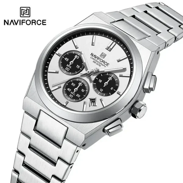 NaviForce NF8048 PRX Stopwatch Chronograph Watch for Women - Silver