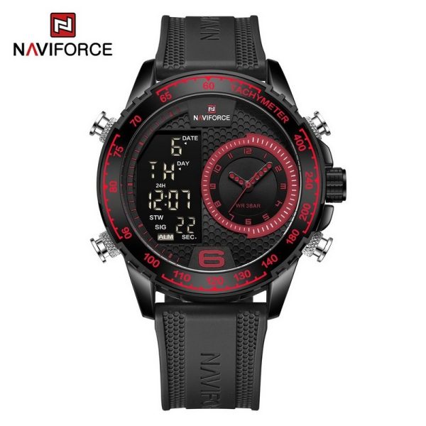 NaviForce NF9199T Men's Creative Silicon Strap Luminous Dual Display Compete Calendar Watch - Red - Image 2