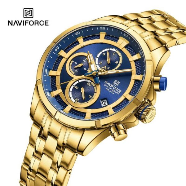 NaviForce NF8046 Business Chronograph Lumnious Date Display Stainless Steel Watch For Men - Blue/Golden