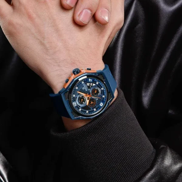 NaviForce NF8051 Men's Fashion Multifunction Chronograph Date Dispaly Silicon Strap Watch - Blue - Image 2