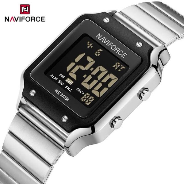 NaviForce NF5046 Women's Digital Movement Square Shape Stainless Steel Watch - Black/Silver