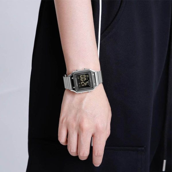 NaviForce NF5046 Women's Digital Movement Square Shape Stainless Steel Watch - Black/Silver - Image 2