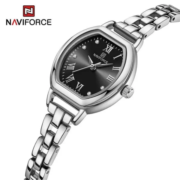 NaviForce NF5035 Women's Elegant Barrel Shaped Dial Rhinestone Bracelete Design Watch - Black/Silver