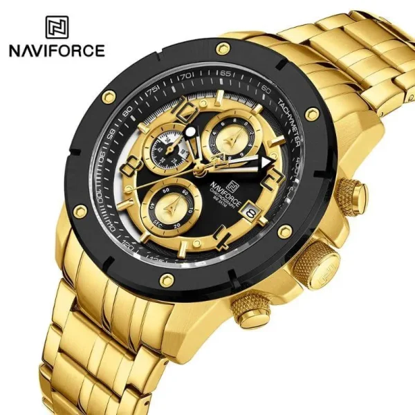 NaviForce NF8056 Business Fashion Chronograph Date Display Stainlees Steel Watch For Men - Black/Golden