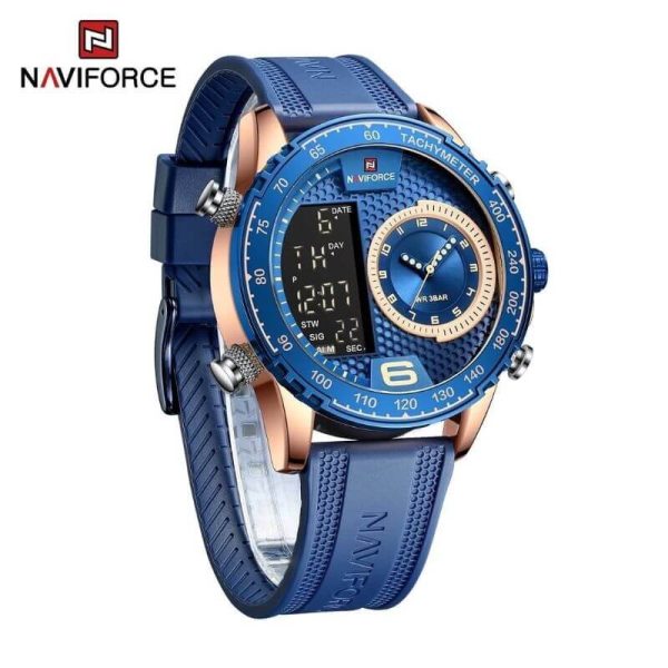 NaviForce NF9199T Men's Creative Silicon Strap Luminous Dual Display Compete Calendar Watch - Blue - Image 2