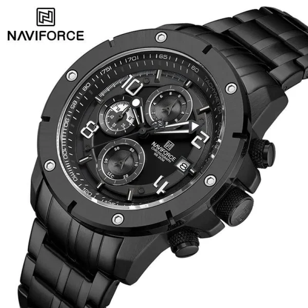 NaviForce NF8056 Business Fashion Chronograph Date Display Stainlees Steel Watch For Men - Black