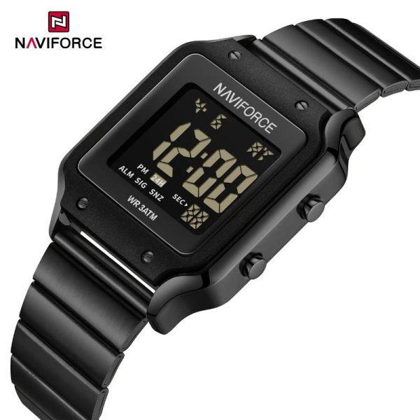 NaviForce NF5046 Women's Digital Movement Square Shape Stainless Steel Watch - Black