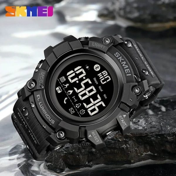 SKMEI 2053 Men's Multifunction Calories Sleeping Monitor Military Digital Sport Smartwatch - Black - Image 3