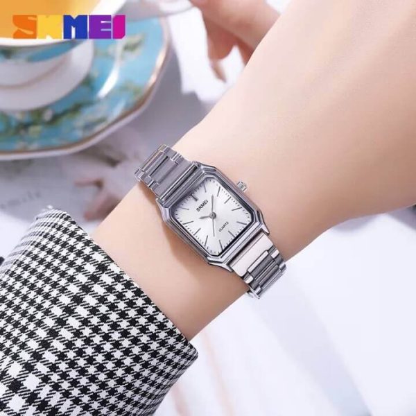 SKMEI 2237 Women's Stylish And Versatile Square Shape Quartz Movement Stainless Steel Watch - Silver - Image 2