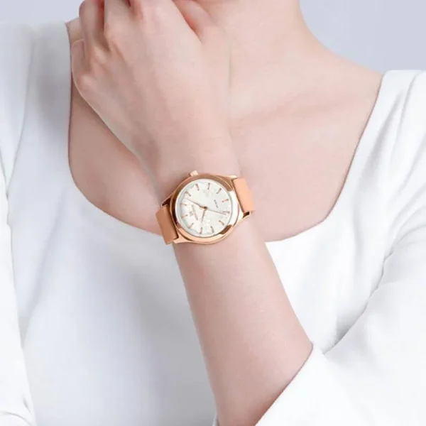 NaviForce NF5051 Women's Elegant Floral Pattern Minimalist Dial Silicon Strap Watch - White/Rosegold - Image 2