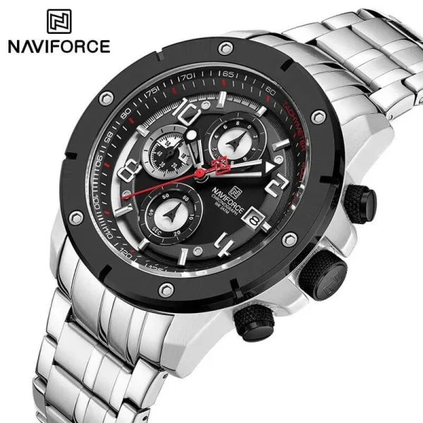 NaviForce NF8056 Business Fashion Chronograph Date Display Stainlees Steel Watch For Men - Black/Silver