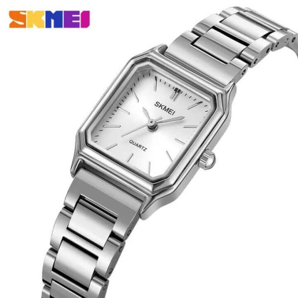 SKMEI 2237 Women's Stylish And Versatile Square Shape Quartz Movement Stainless Steel Watch - Silver