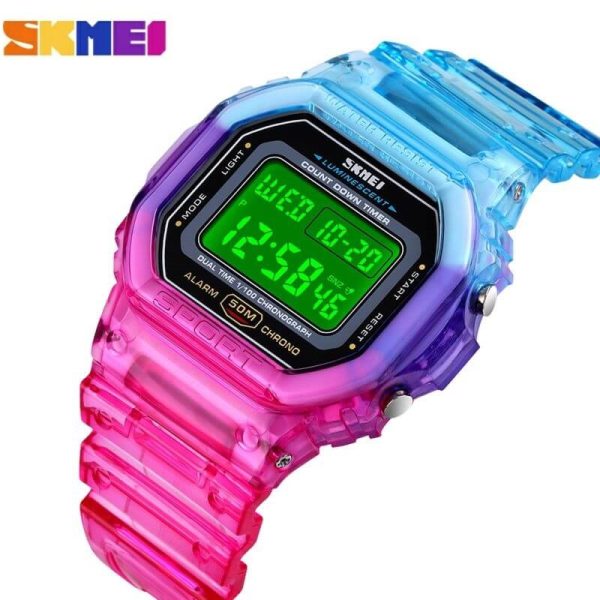 SKMEI 1622 Fashion Electroplated Case Transparent Strap  Digital Wristwatch - Purple