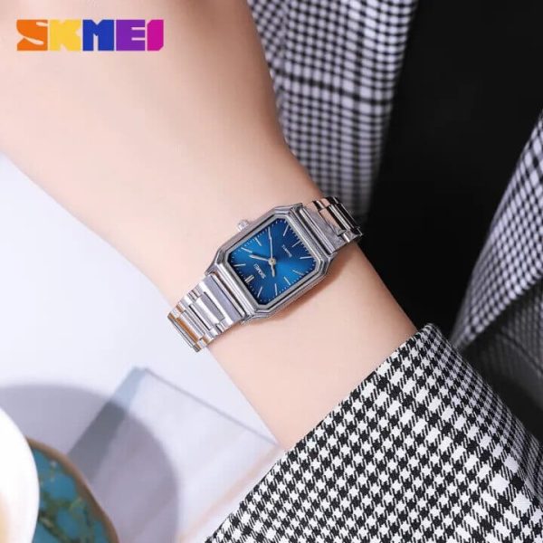 SKMEI 2237 Women's Stylish And Versatile Square Shape Quartz Movement Stainless Steel Watch - Blue/Silver - Image 2