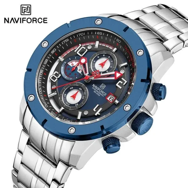 NaviForce NF8056 Business Fashion Chronograph Date Display Stainlees Steel Watch For Men - Blue/Silver