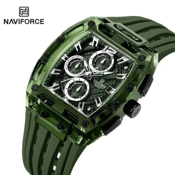 NaviForce NF7105 Tonneau Transparent Chronograph Quartz Watch for Men - Green