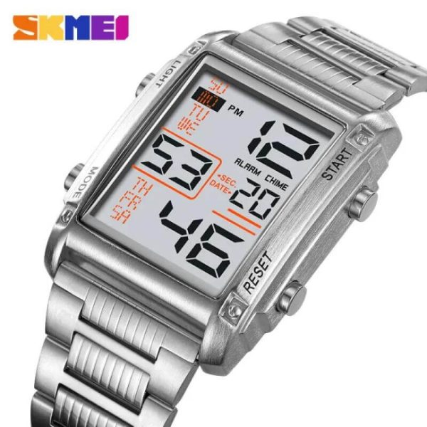 SKMEI 2206 Men's Multifunction Chrono Digital Movement Stainless Steel Watch  - Silver