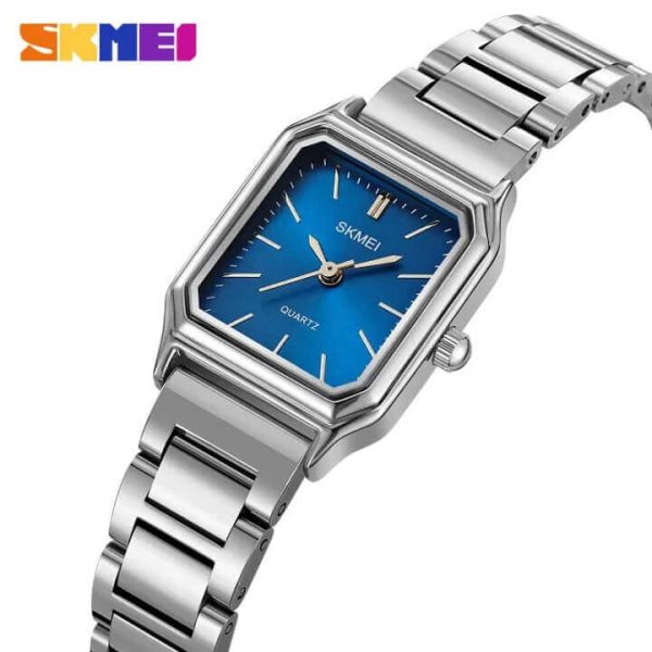 SKMEI 2237 Women's Stylish And Versatile Square Shape Quartz Movement Stainless Steel Watch - Blue/Silver