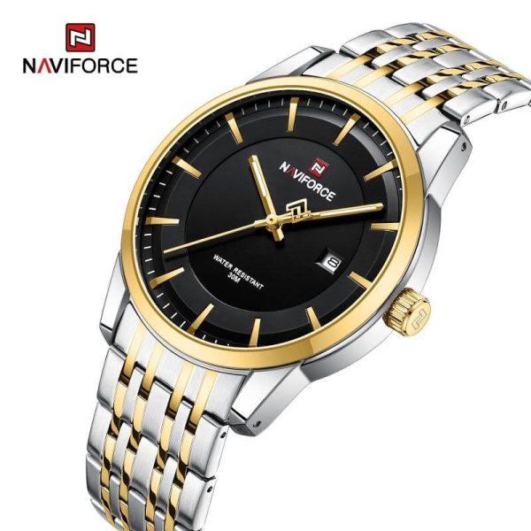 NaviForce NF9228 Business Fashion Quartz Date Display Stainless Steel Watch For Men - Black/Golden