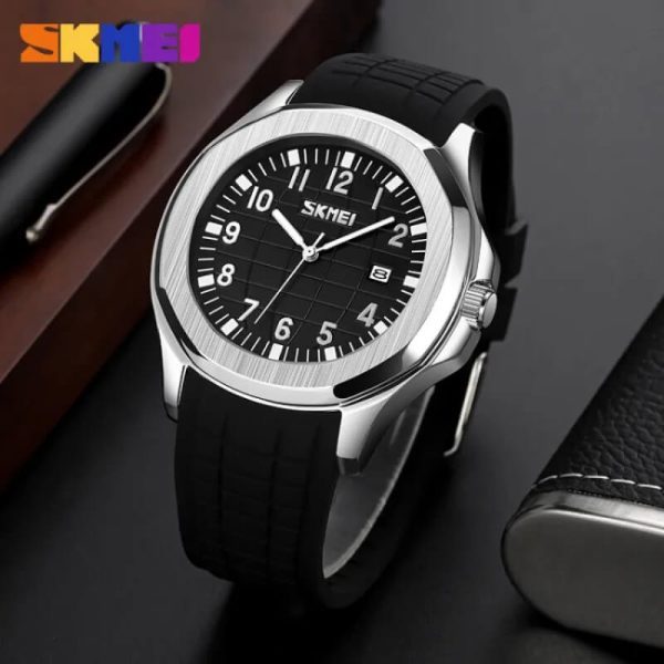 SKMEI 9286 Men's Sports Casual Date Display Quartz Movement Silicone Strap Watch  - Black - Image 2