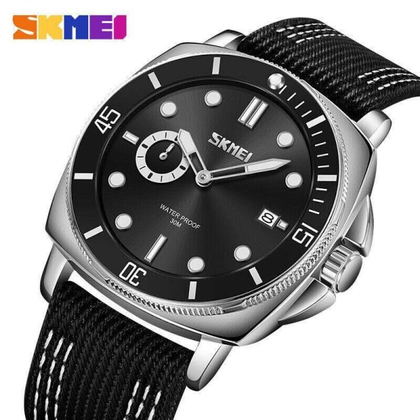 SKMEI 9328 Men's Sports Casual Quartz Movement Luminous Pointer Watch - Black/Silver