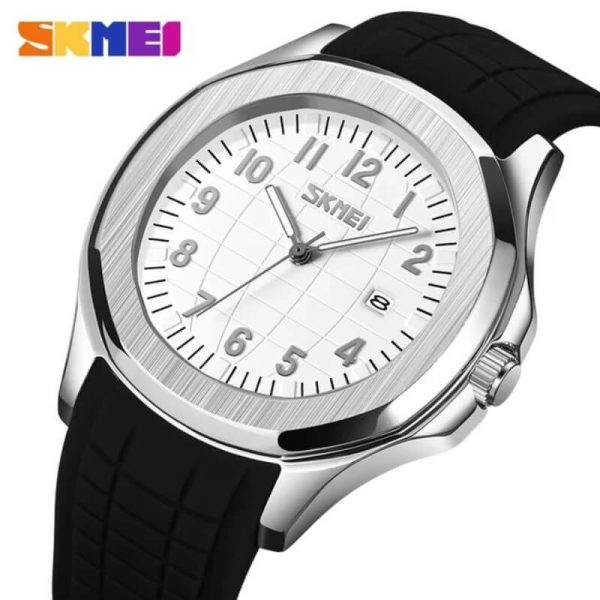 SKMEI 9286 Men's Sports Casual Date Display Quartz Movement Silicone Strap Watch  - White/Black