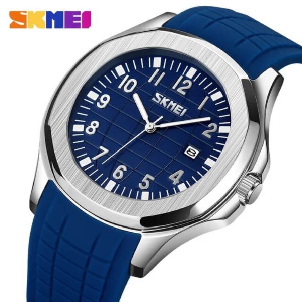 SKMEI 9286 Men's Sports Casual Date Display Quartz Movement Silicone Strap Watch  - Blue