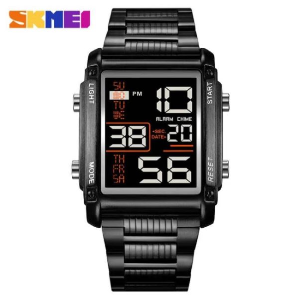 SKMEI 2206 Men's Multifunction Chrono Digital Movement Stainless Steel Watch  - Black - Image 2