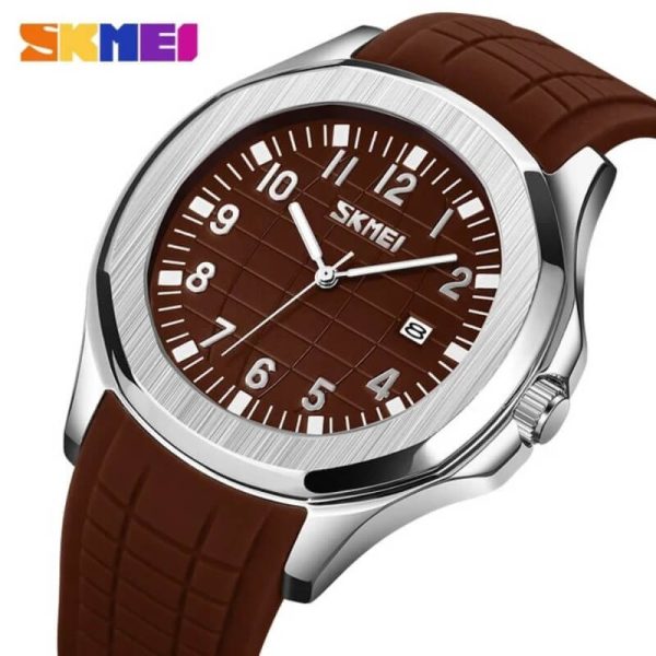 SKMEI 9286 Men's Sports Casual Date Display Quartz Movement Silicone Strap Watch  - Brown