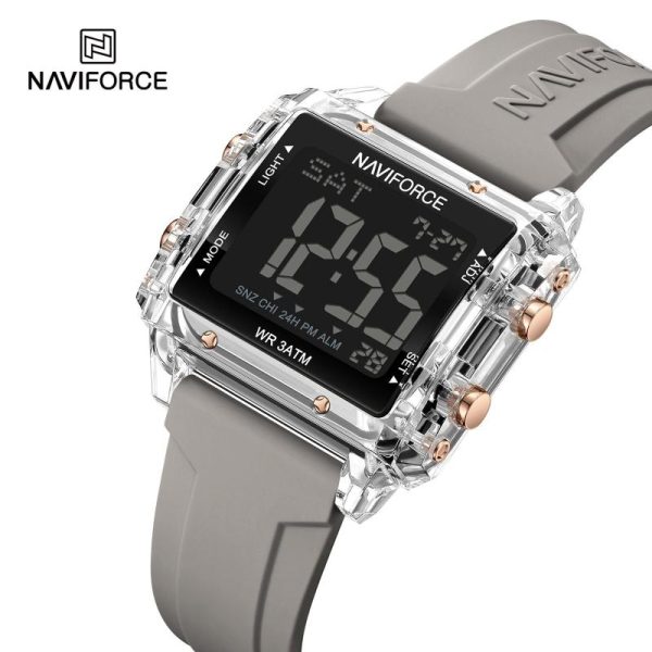 NAviforce NF7101 Square Shape Sports Electronic LCD Outdoor Digital Rubber Strap Unisex Watch - Grey