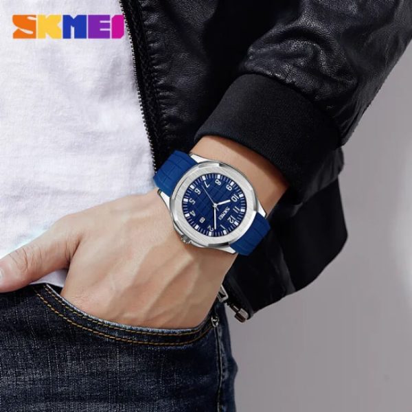 SKMEI 9286 Men's Sports Casual Date Display Quartz Movement Silicone Strap Watch  - Blue - Image 2