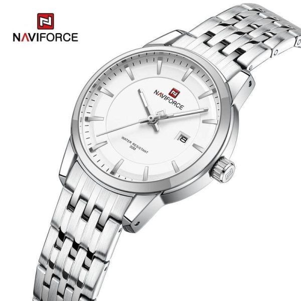 NaviForce NF9228 Business Fashion Quartz Date Display Stainless Steel Watch For Women - Silver